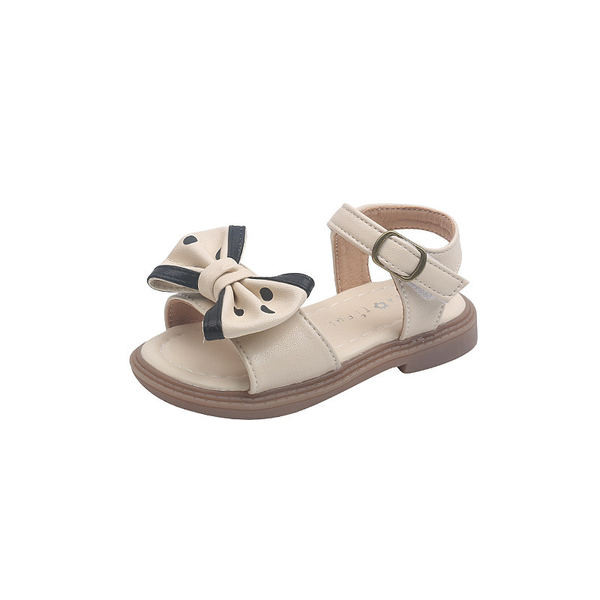 Нов модел детски сандали с панделка и равна подметка 