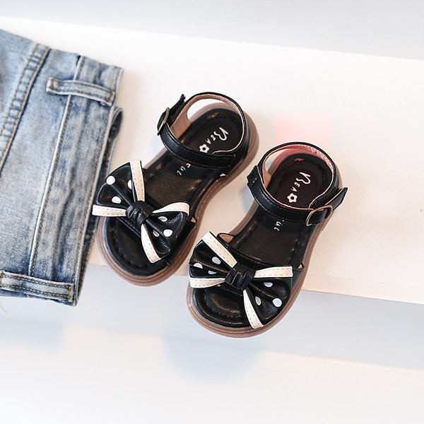 Нов модел детски сандали с панделка и равна подметка 