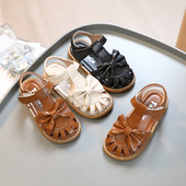 Сандали за момиче с панделка от еко кожа