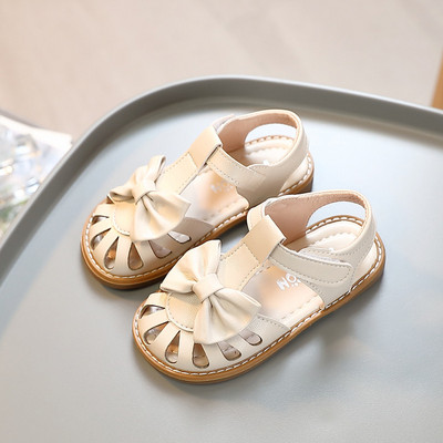Сандали за момиче с панделка от еко кожа