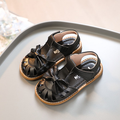 Сандали за момиче с панделка от еко кожа