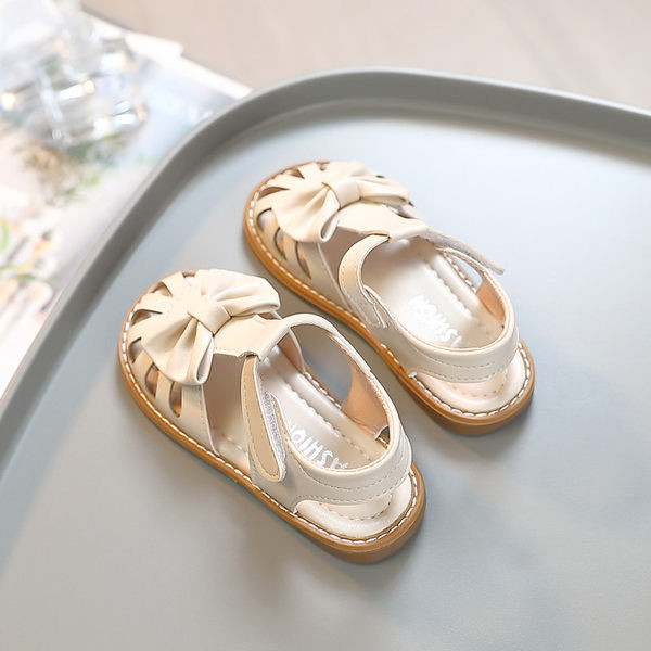 Сандали за момиче с панделка от еко кожа