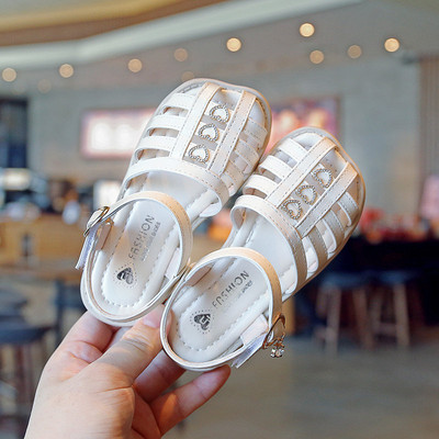 Детски сандали с декорация в три цвята