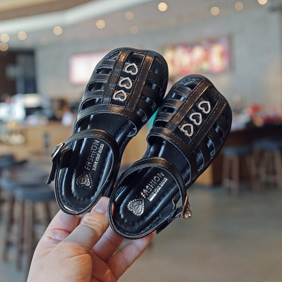 Детски сандали с декорация в три цвята