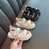 Детски сандали в бял и черен цвят с гумена подметка