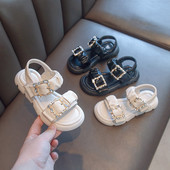 Детски сандали за момичета с метална катарама и декоративни камъни