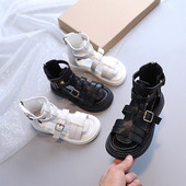 Модерни детски сандали с катарама и цип за момичета