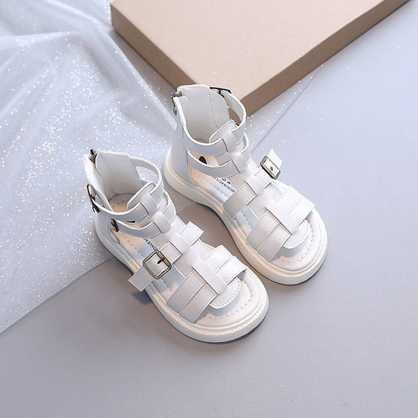 Модерни детски сандали с катарама и цип за момичета