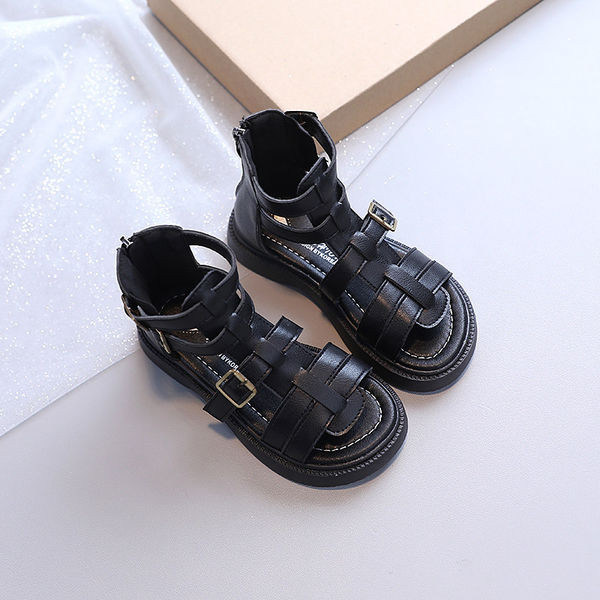 Модерни детски сандали с катарама и цип за момичета