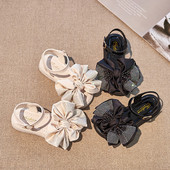 Детски сандали за момичета с панделка и метално закопчаване