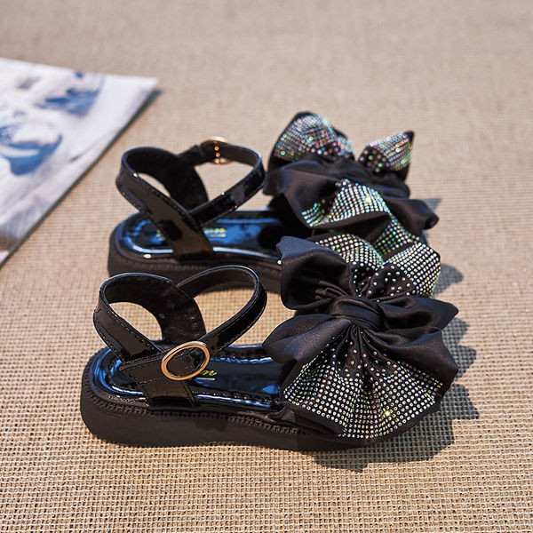 Детски сандали за момичета с панделка и метално закопчаване 