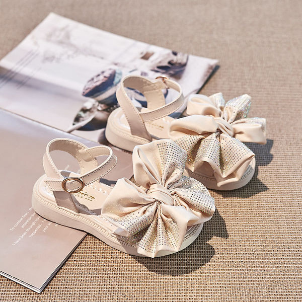 Детски сандали за момичета с панделка и метално закопчаване 