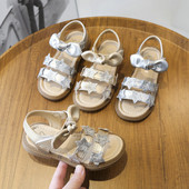 Сандали от еко кожа за момиче с панделки