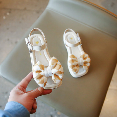 Нов модел детски сандали с цветна панделка за момичета