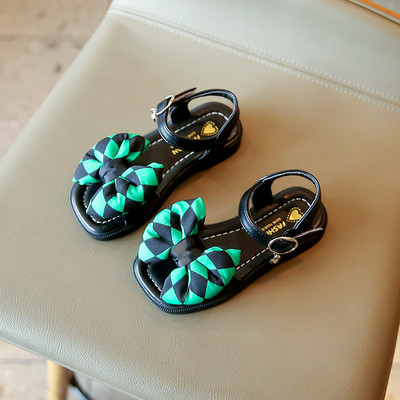 Нов модел детски сандали с цветна панделка за момичета