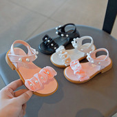 Нов модел детски сандали с перли -три цвята за момичета