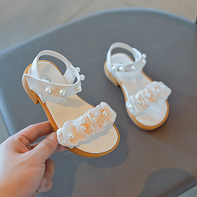 Нов модел детски сандали с перли -три цвята за момичета