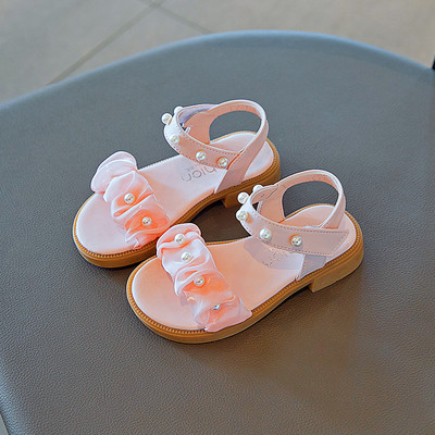 Нов модел детски сандали с перли -три цвята за момичета