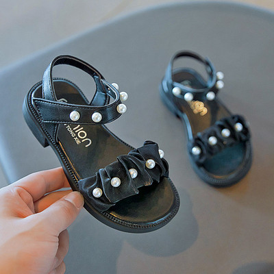 Нов модел детски сандали с перли -три цвята за момичета