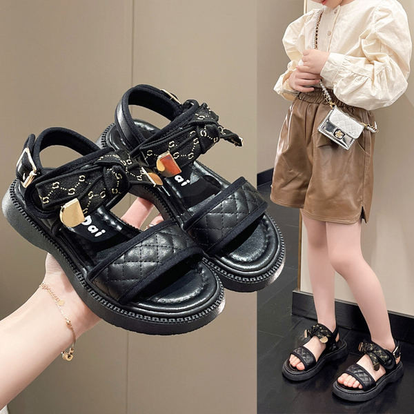 Детски сандали за момиче от капитонирана еко кожа