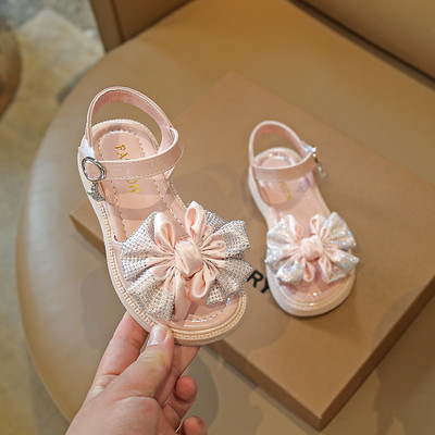 Детски сандали с панделка в три цвята