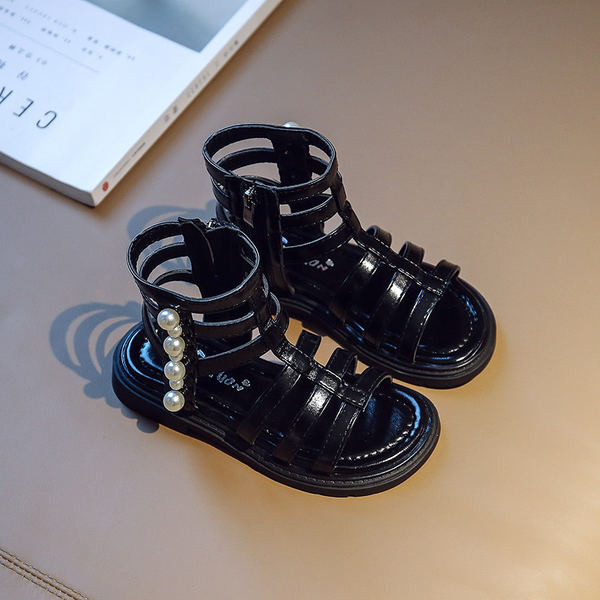 Детски сандали за момичета в римски стил с перли
