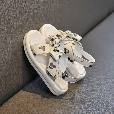 Детски кожени сандали с панделка - два цвята