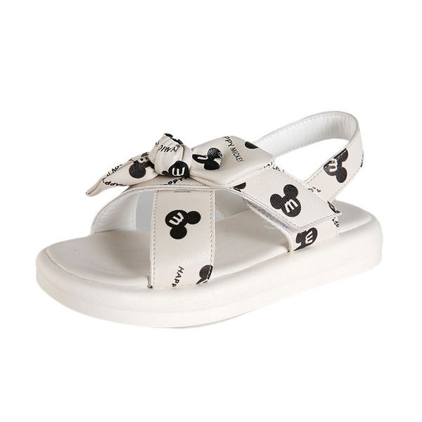 Детски кожени сандали с панделка - два цвята