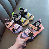 Детски сандали с надпис и лепенка - два цвята