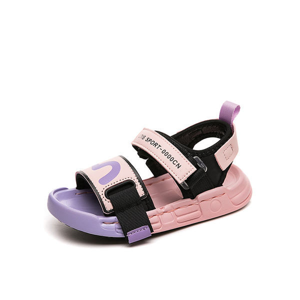 Детски сандали с надпис и лепенка - два цвята