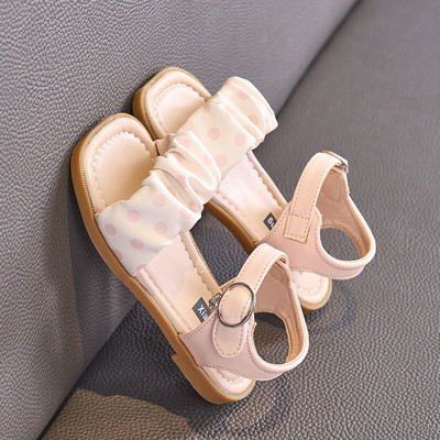 Ежедневни сандали за момичета с велкро закопчаване и метална декорация