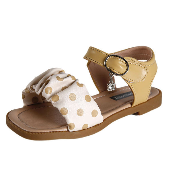 Ежедневни сандали за момичета с велкро закопчаване и метална декорация 