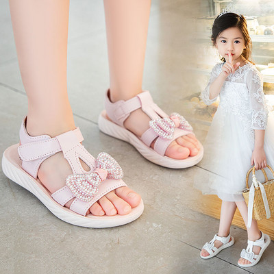 Нов модел сандали за момичета с декорация перли и камъни