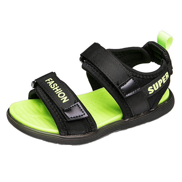 Детски сандали с лепенки и надпис 