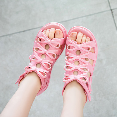 Сандали от еко кожа за момичета с панделки - в римски стил