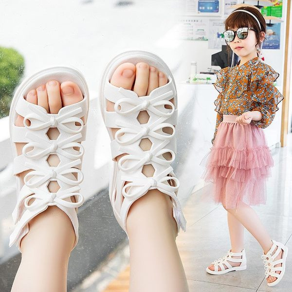 Сандали от еко кожа за момичета с панделки - в римски стил