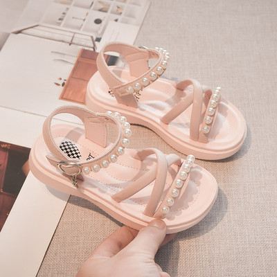 Детски ежедневни сандали с перли в три цвята