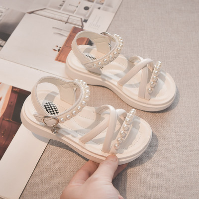 Детски ежедневни сандали с перли в три цвята