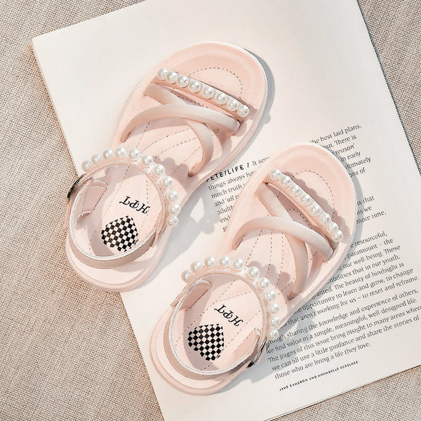 Детски ежедневни сандали с перли в три цвята