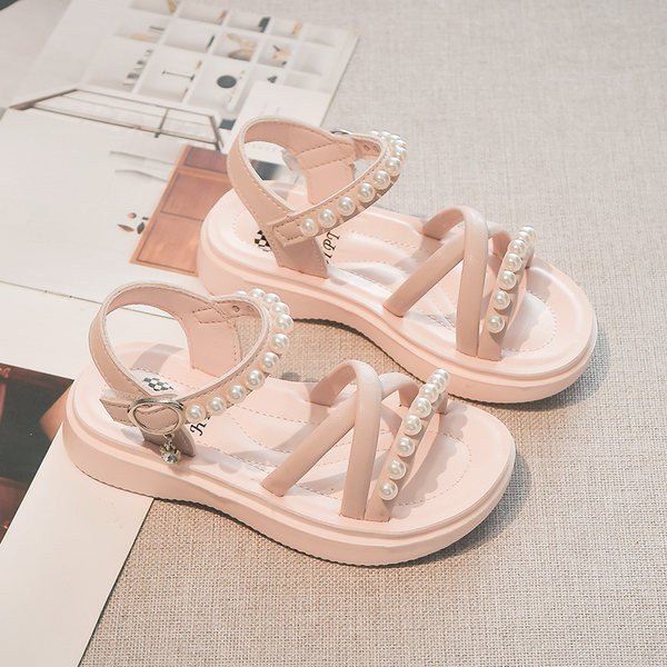 Детски ежедневни сандали с перли в три цвята