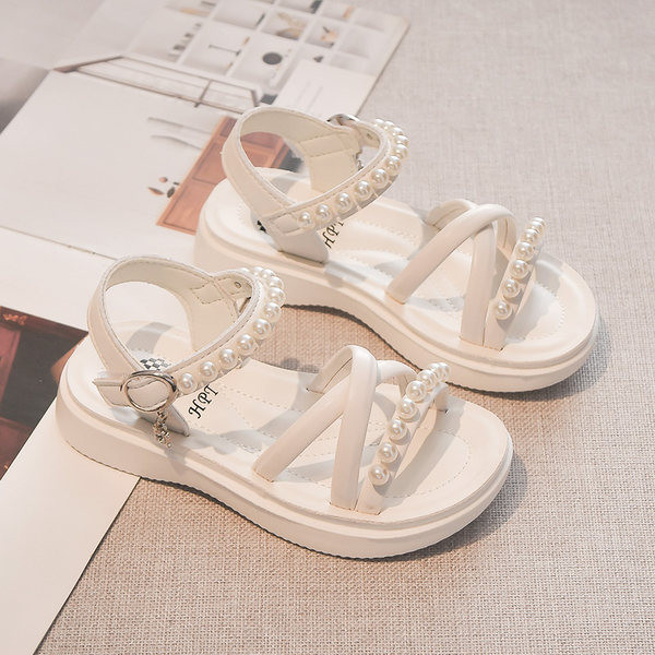 Детски ежедневни сандали с перли в три цвята