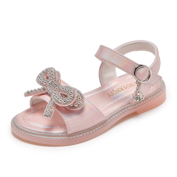 Сандали за момичета с панделка и перли