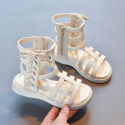 Детски сандали от изкуствена кожа с цип