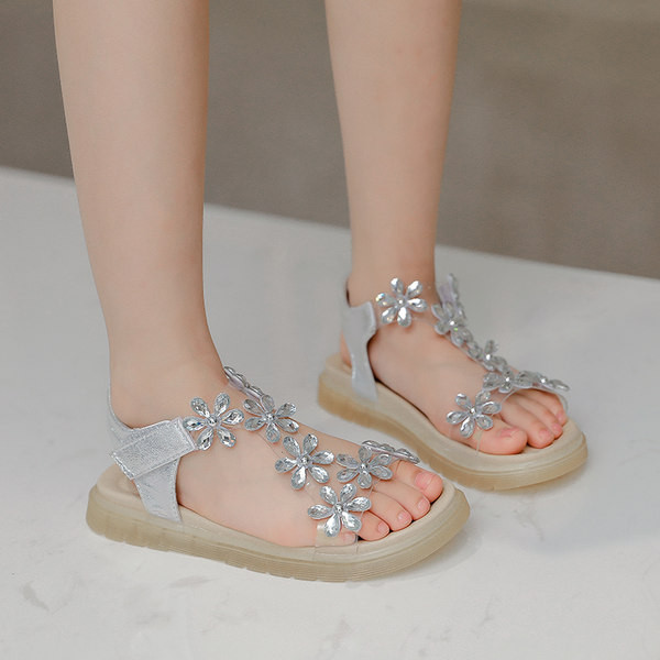 Нов модел летни детски сандали с камъни за момичета