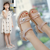 Кожени детски сандали с декорация в три цвята