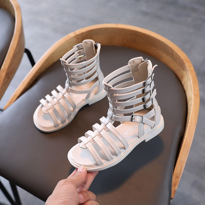 Сандали за момичета с тънки каишки от еко кожа - римски стил