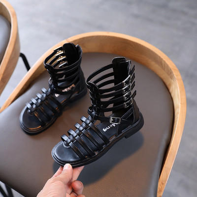 Сандали за момичета с тънки каишки от еко кожа - римски стил