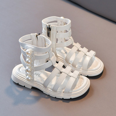 Детски сандали в римски стил с декоративни перли