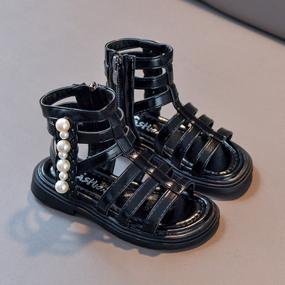 Детски сандали в римски стил с декоративни перли
