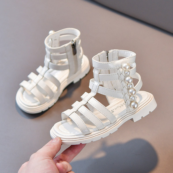 Детски сандали в римски стил с декоративни перли